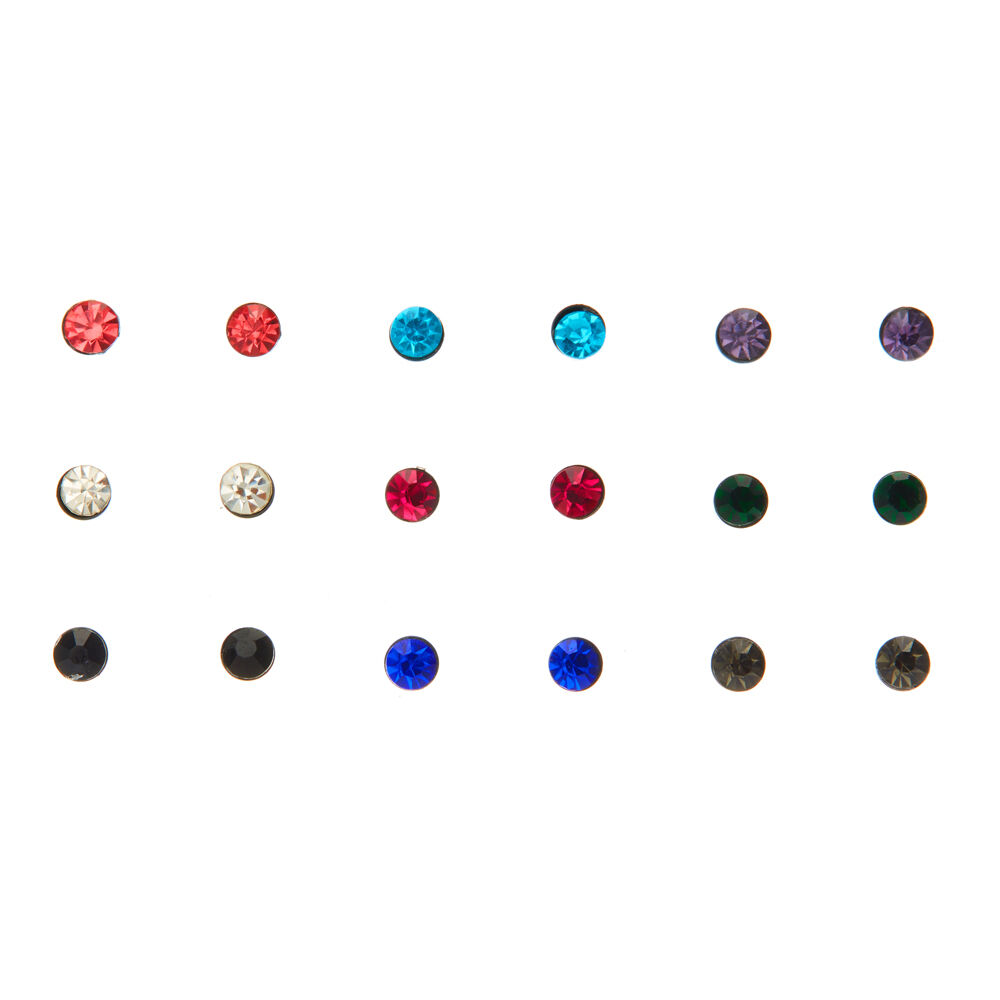 9 Pack Coloured Stone Stud Earring Set Claire s
