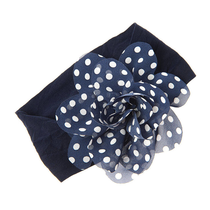 Claire&#39;s Club Navy Pink Polka Dot Headwrap,