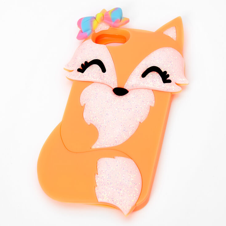 Claire's Coque de portable en silicone orange avec jolie renarde - Compatible avec iPhone 6/7/8/SE