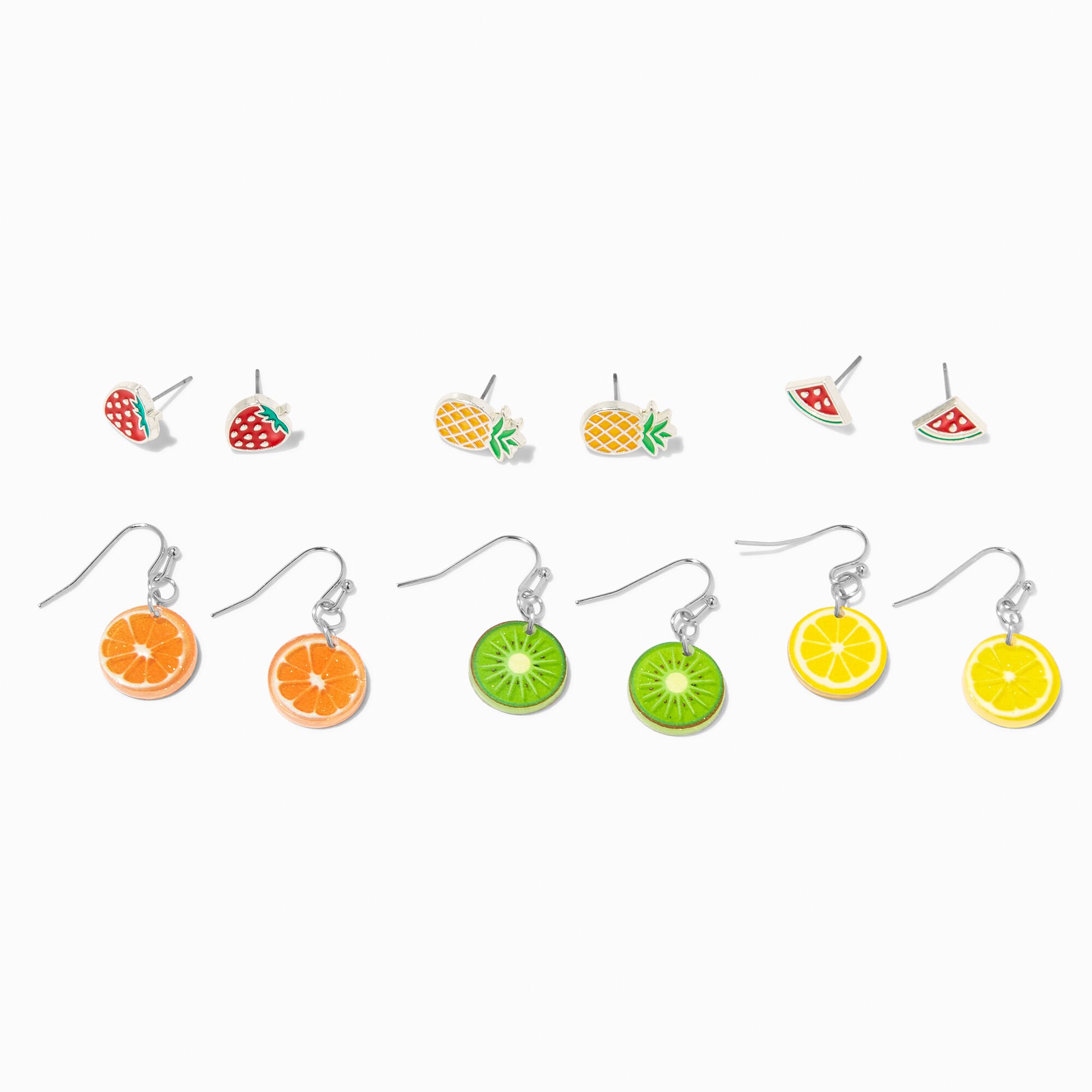 View Claires Bright Fruit Earrings Set 6 Pack Silver information