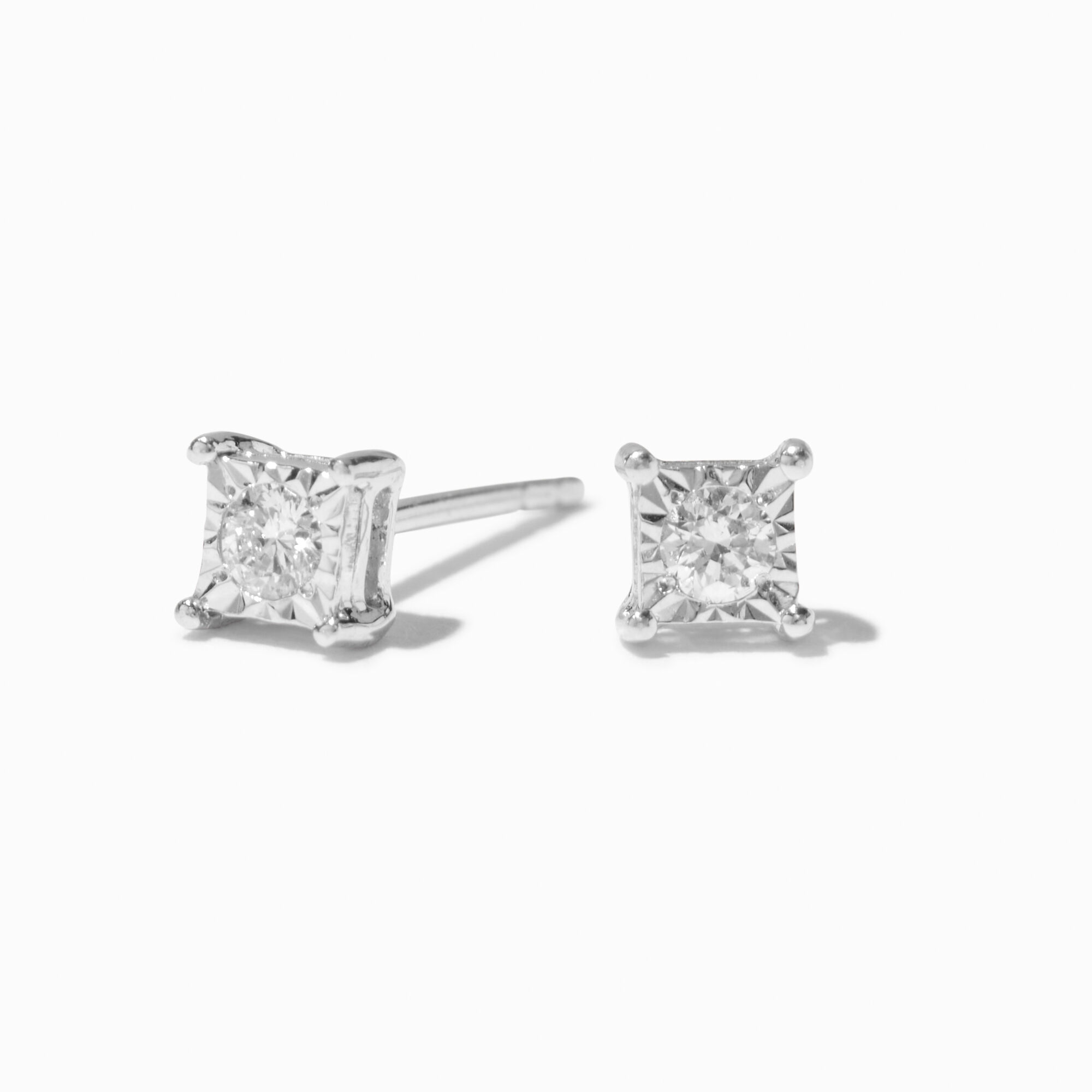 View C Luxe By Claires 110 Ct Tw Square Basket Laboratory Grown Diamond 25MM Stud Earrings Silver information