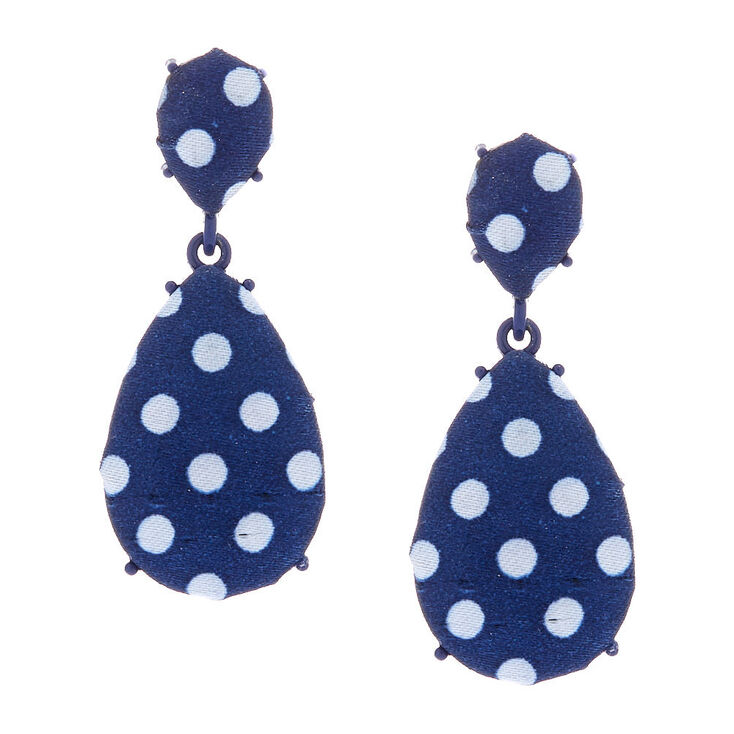 Claire's Pendantes à pois bleu marine style Vichy 5 cm