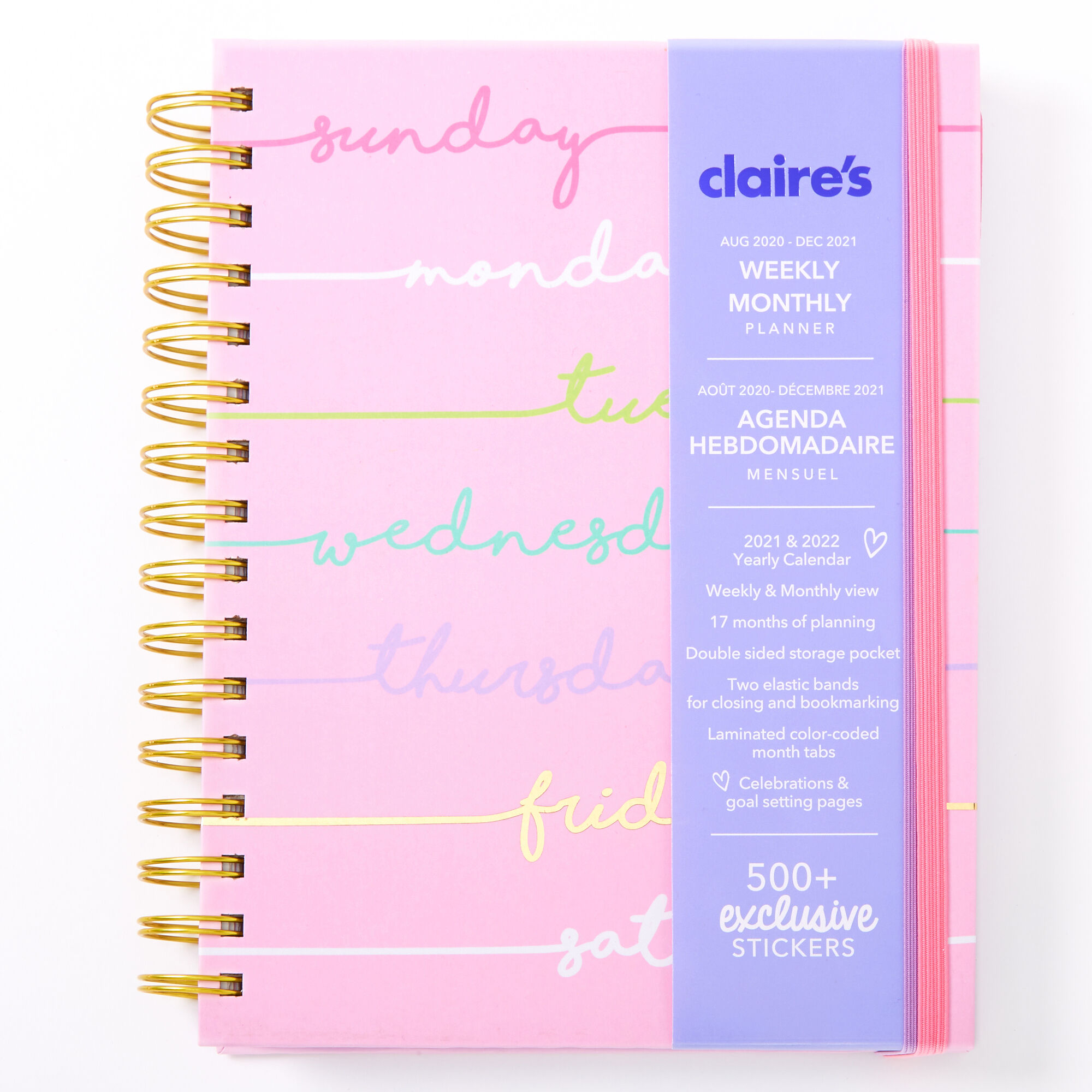 2020 2021 Days Of The Week Daily Planner Pink Claire S