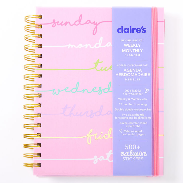 2020/2021 Days Of The Week Daily Planner - Pink,