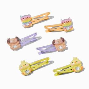 Claire&#39;s Club Pastel Glitter Critter Gem Belly Snap Hair Clips - 6 Pack,