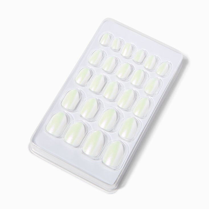 White Chrome Stiletto Press On Vegan Faux Nail Set - 24 Pack,