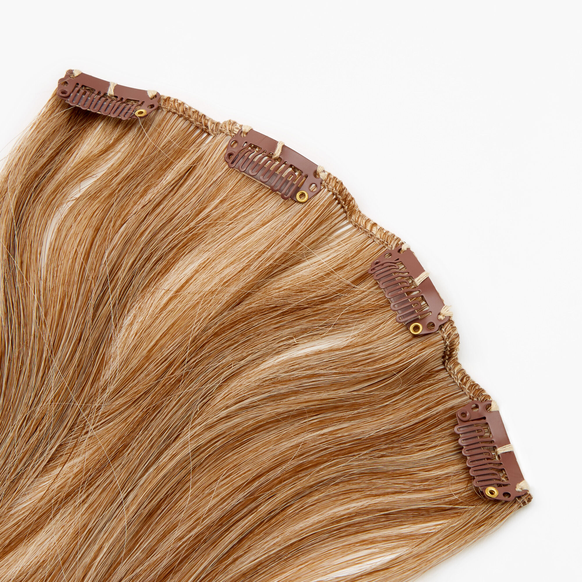 Ombre Brown & Blonde Faux Hair Clip In Extensions - 4 Pack,