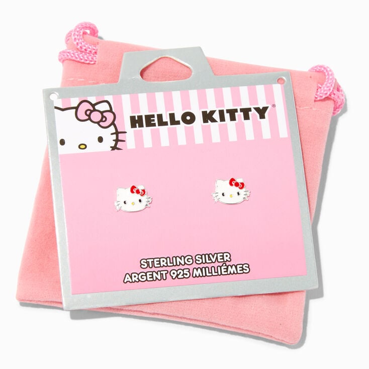 Sterling Silver Hello Kitty&reg; Enamel Stud Earrings,
