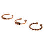 Rose Gold Burnt Bali Faux Hoop Nose Rings - 3 Pack,