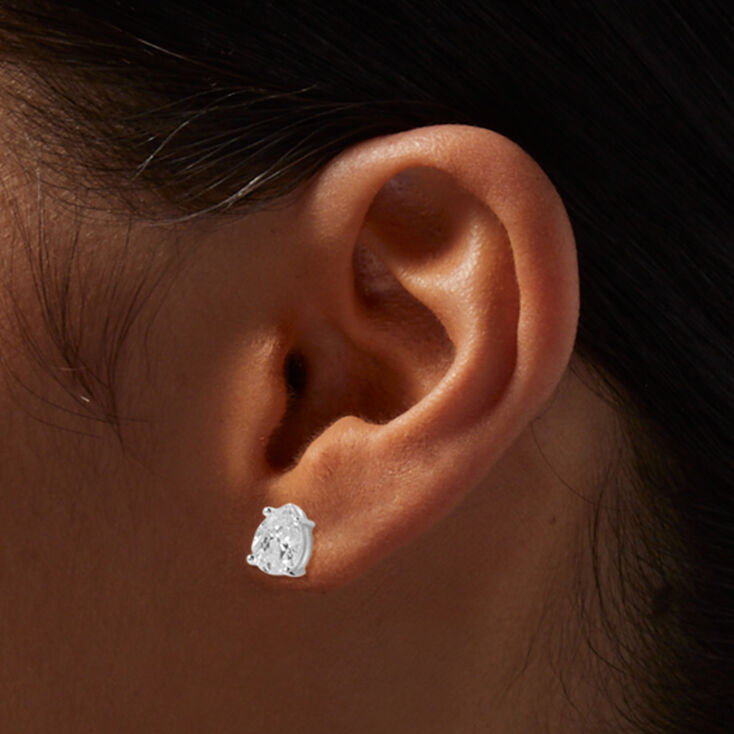 C LUXE by Claire&#39;s Sterling Silver Cubic Zirconia 8mm Pear Stud Earrings,