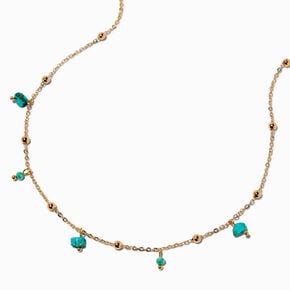 Turquoise Chip Gold-tone Necklace,