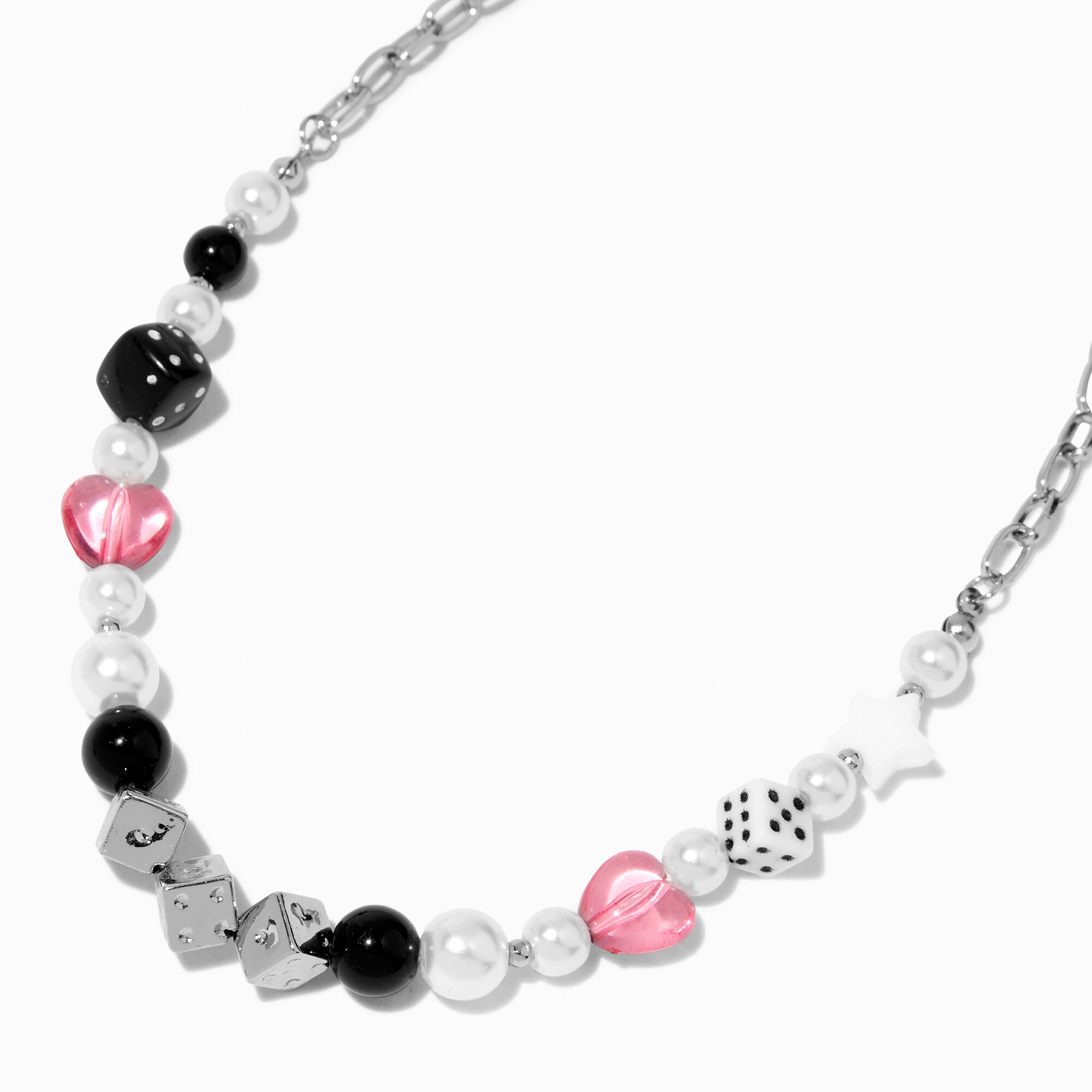 Silver Dice Mixed Media Choker Necklace