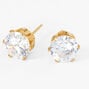 18kt Gold Plated Cubic Zirconia Round Stud Earrings - 8MM,