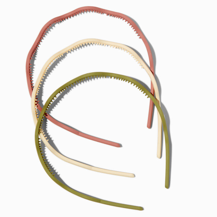 Olive, Ivory &amp; Mauve Zigzag Headbands - 3 Pack ,