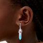 Blue &amp; Pink 1&#39;&#39; Glow in the Dark Mystical Gem Clip-On Drop Earrings,