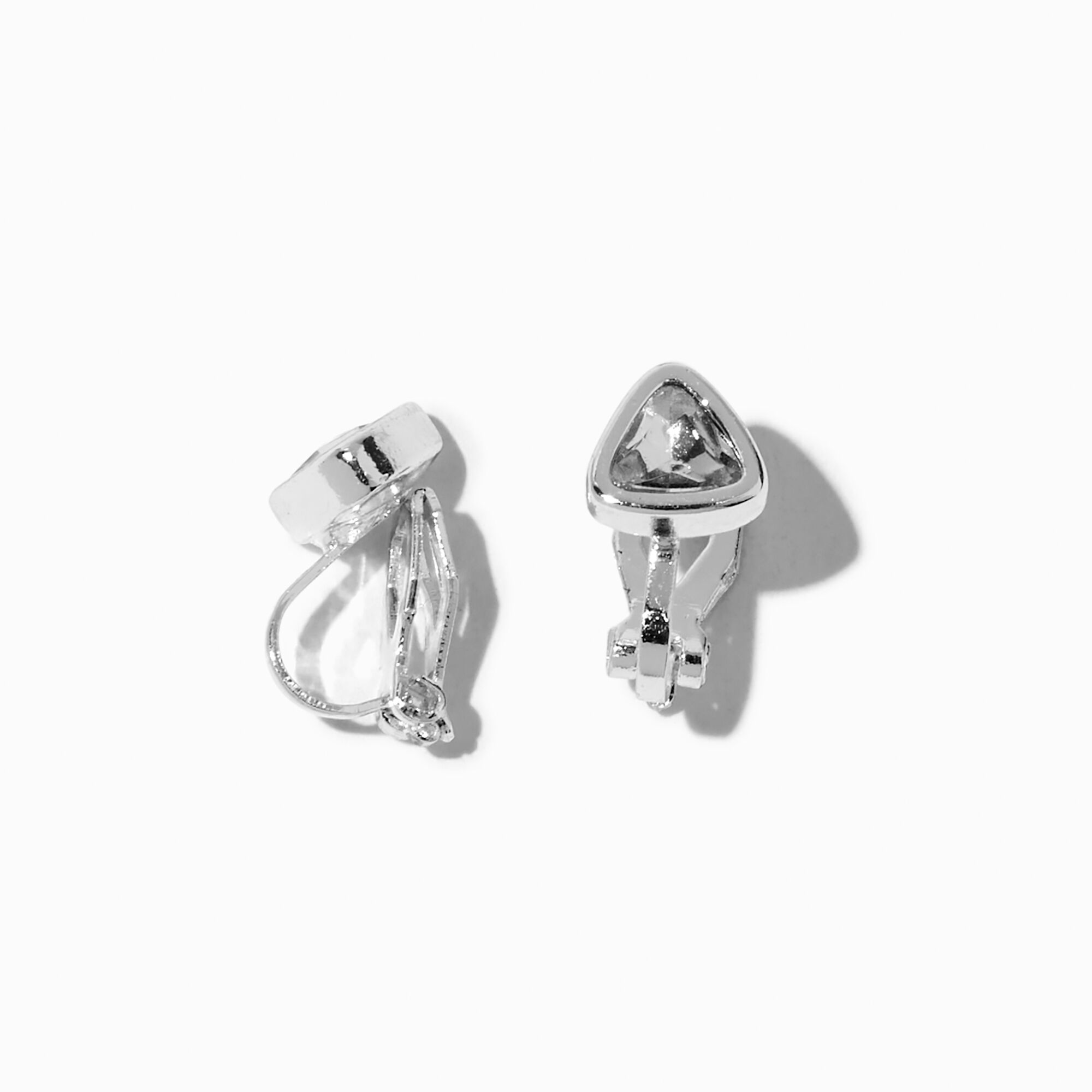 View Claires Tone Triangle ClipOn Stud Earrings Silver information