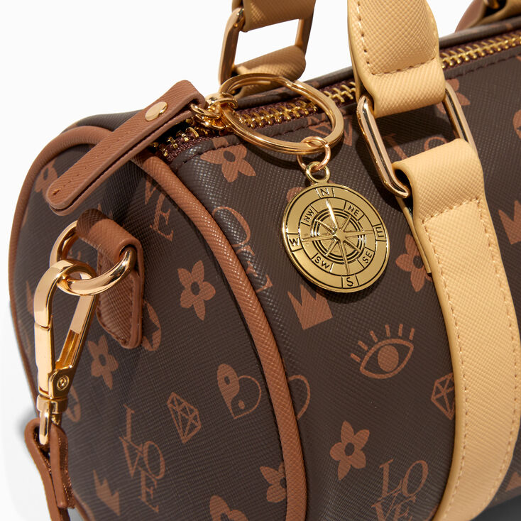 Status Icons Brown Barrel Style Crossbody Bag,