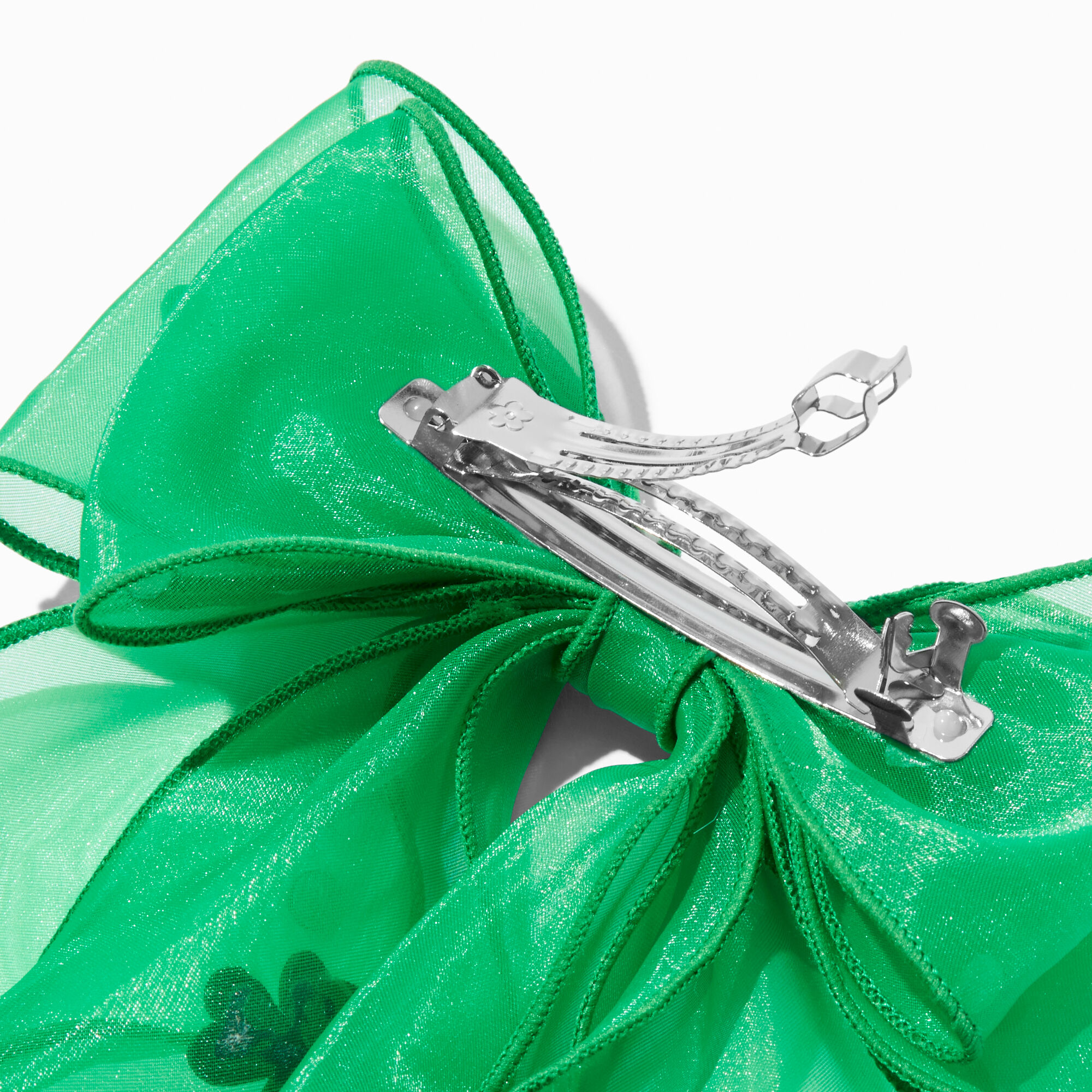 St. Patrick's Day Large Green Chiffon Hair Bow Clip,
