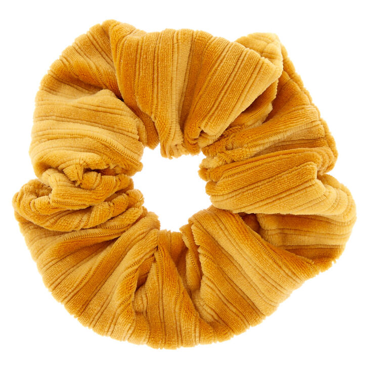 Medium Ribbed Velvet Hair Scrunchie - Mustard,