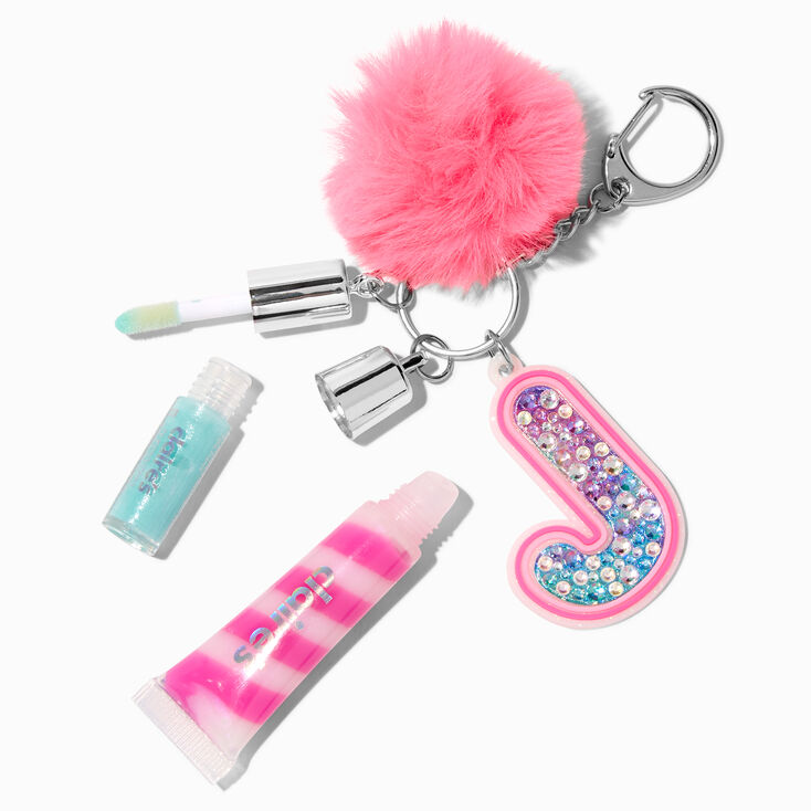 TwinkieCreationsShop Custom Lip Gloss Bundle Keychain | Bundle Keychain | Custom Resin Keychain | Pom Pom Keychain | Lip Gloss Keychain | Alphabet Keychain