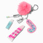 Initial Hot Pink Lip Gloss Keychain - J,