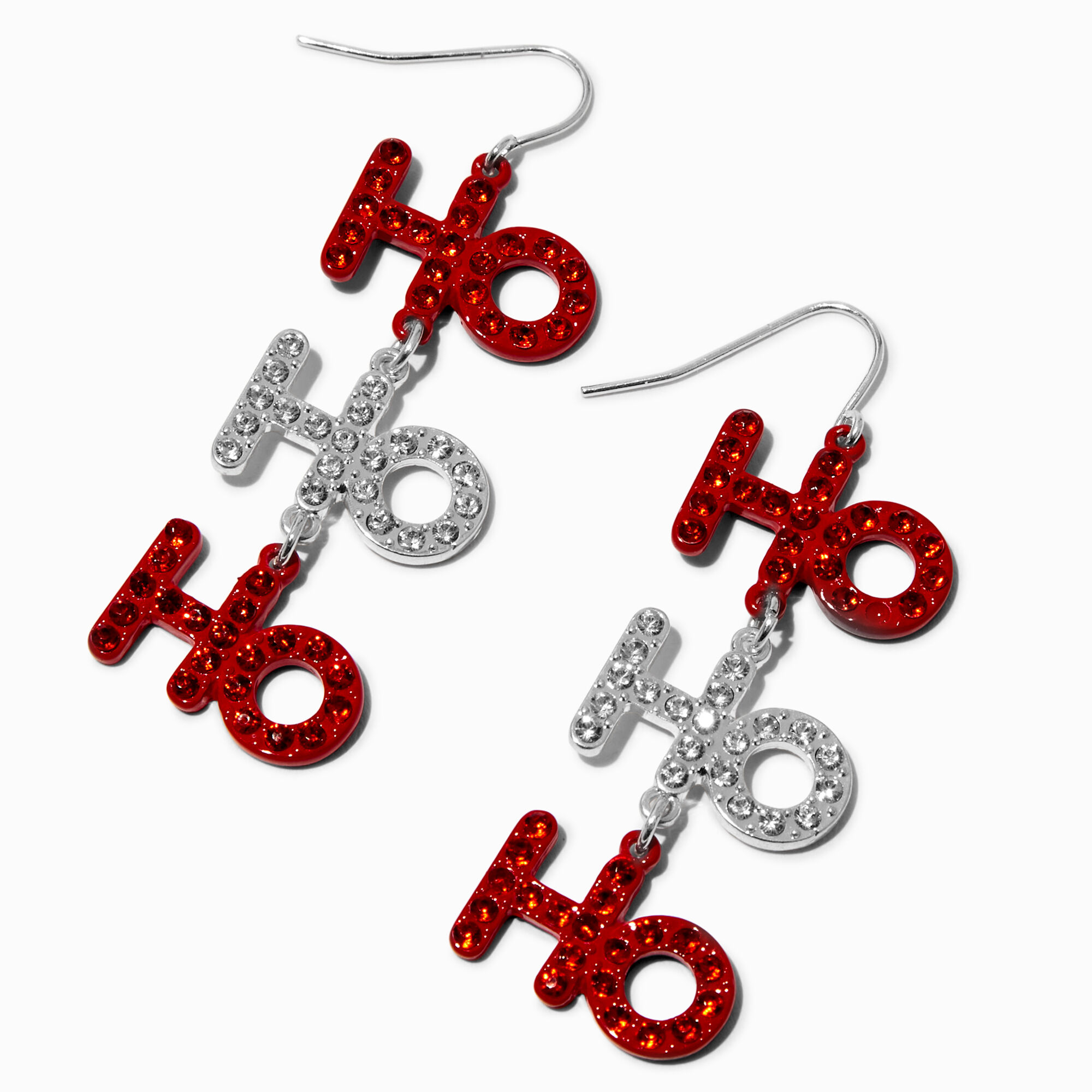 View Claires Crystal ho Ho Ho 2 Drop Earrings information