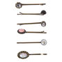 Antique Gold Mixed Stone Hair Pins - 6 Pack,