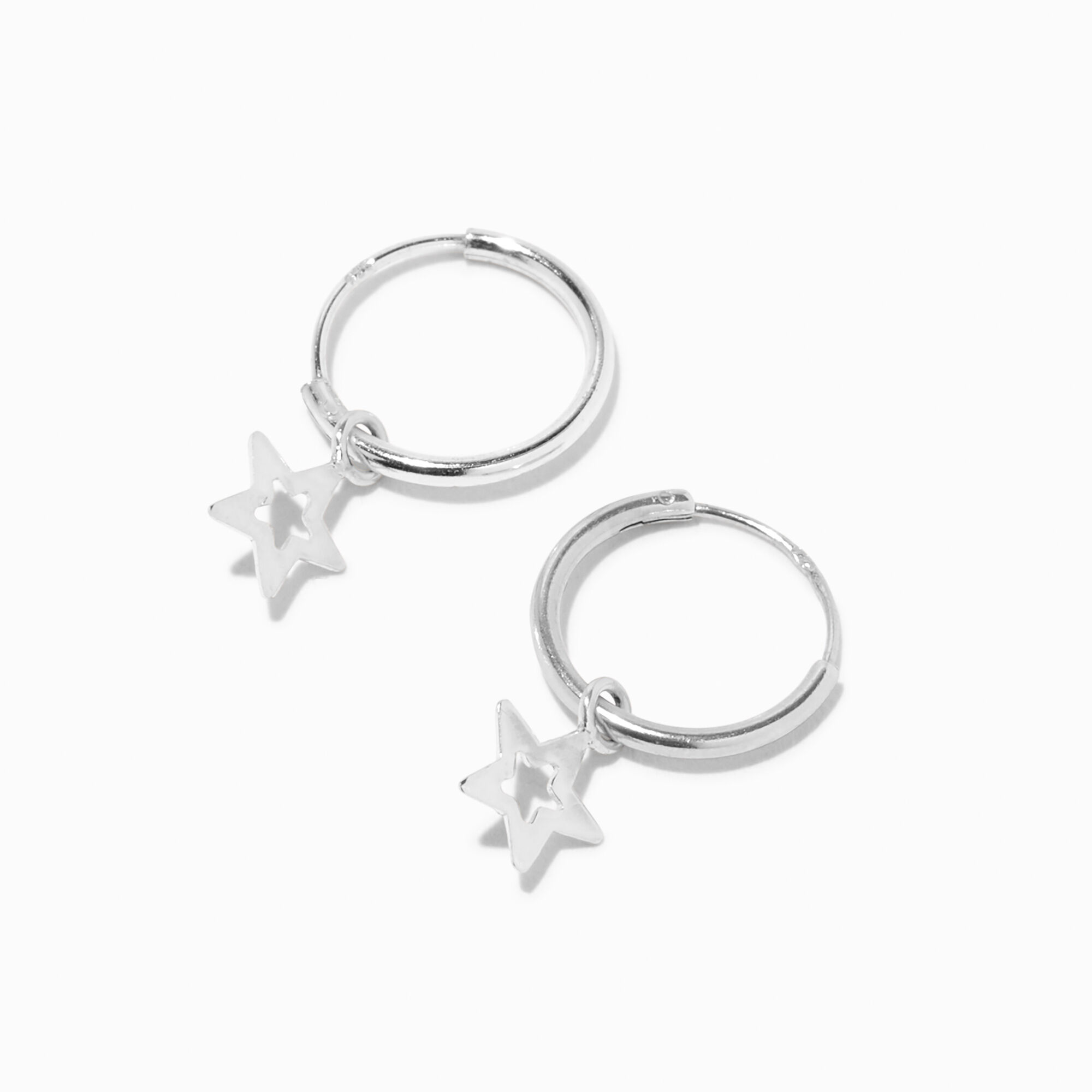 View Claires 12MM Star Charm Hoop Earrings Silver information