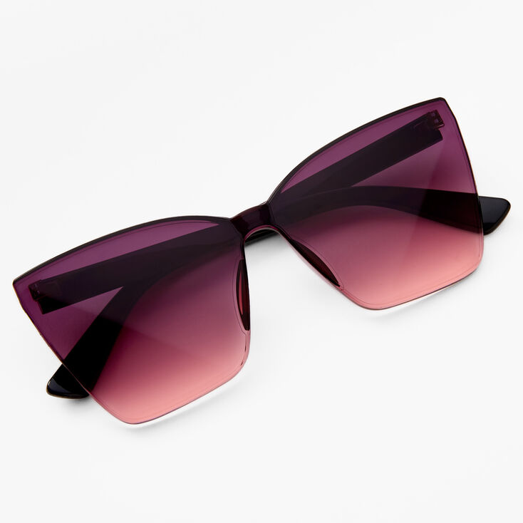 Pink Fade Black Slim Cat Eye Sunglasses,