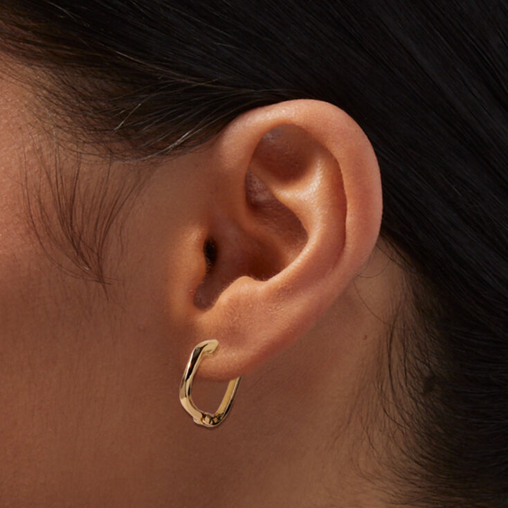 Gold-tone Molten 15mm Huggie Hoop Earrings,