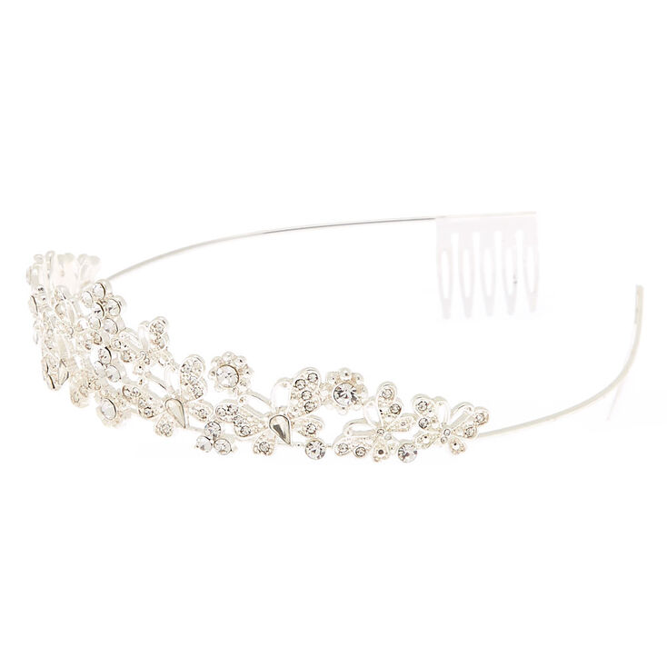 Silver Rhinestone Butterfly Tiara,