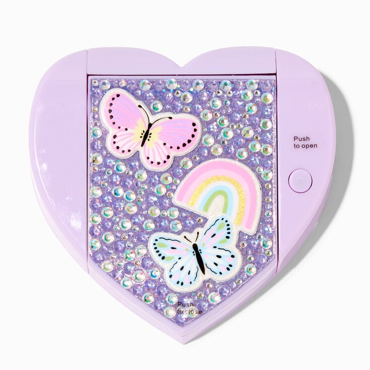 Claire&#39;s Club Purple Butterfly Bling Heart Mechanical Lip Gloss Set,