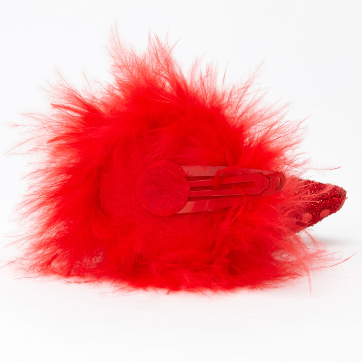 Sequin Devil Horns Snap Hair Clips - Red, 2 Pack,
