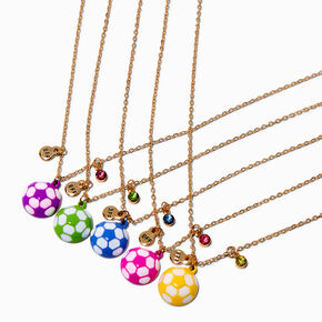 Best Friends Bright Soccer Pendant Necklaces - 5 Pack,