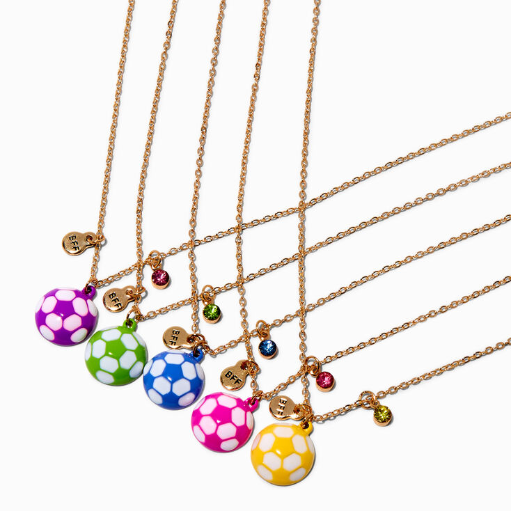 Best Friends Bright Soccer Pendant Necklaces - 5 Pack,