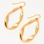 Gold 3&quot; Twisted Oval Drop Earrings,