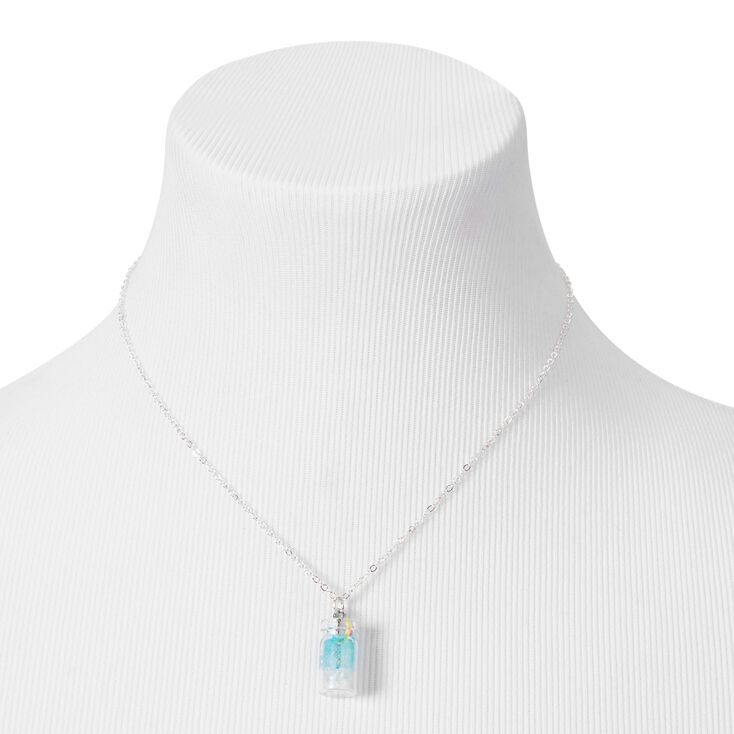 Silver Blue Lemonade Pendant Necklace,
