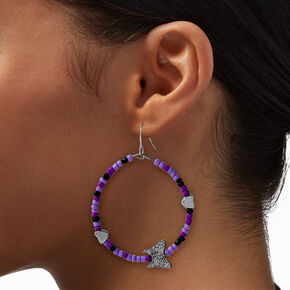 Purple Butterfly Friendship Bracelet 2&quot; Drop Earrings ,