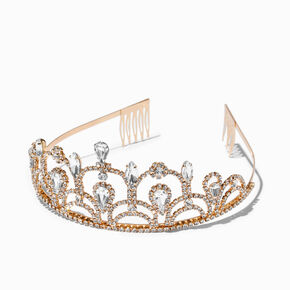 Gold Rhinestone Linda Tiara,