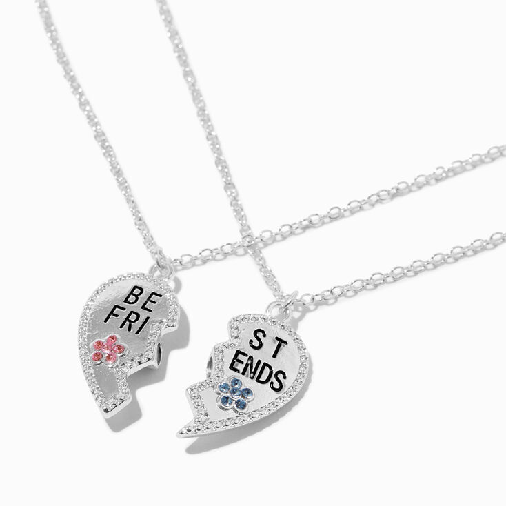 Best Friends Silver-tone Split Heart Pendant Necklaces - 2 Pack,