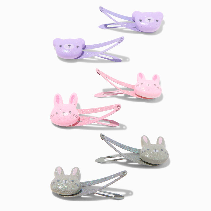 Claire&#39;s Club Glitter Critter Polyresin Snap Hair Clips - 6 Pack,