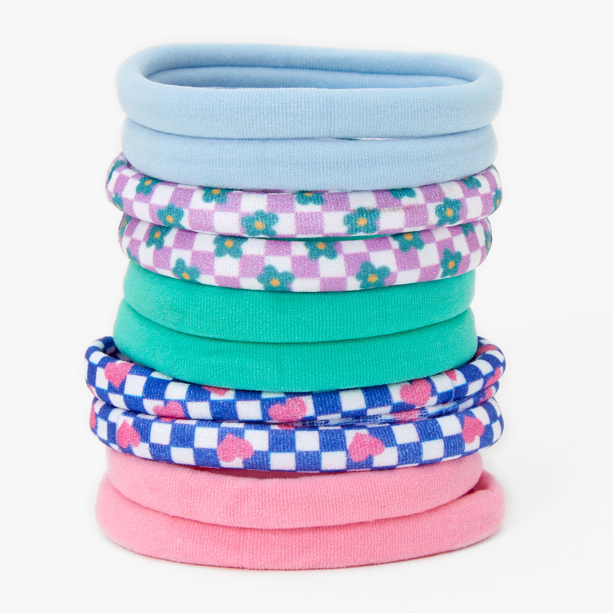Daisy Check Rolled Hair Ties (10 pack),