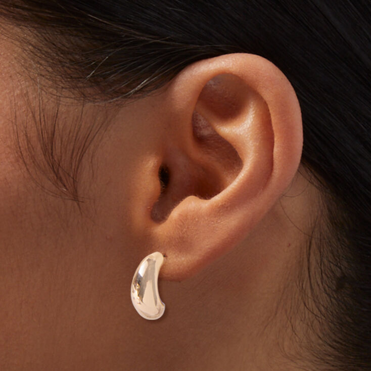 Gold-tone Bean 15mm Hoop Earrings,