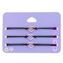 Mixed Metal Heart Adjustable Bracelets - Black, 3 Pack,