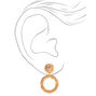 Gold 2&quot; Textured Circle Drop Earrings,