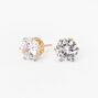 18ct Gold Plated Cubic Zirconia Round Stud Earrings - 8MM,