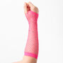 Rhinestone Fishnet Arm Warmers - Pink,