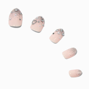 Silver Star Bling Stiletto Press On Vegan Faux Nail Set - 24 Pack,