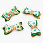 Glitzy St. Patrick&#39;s Day Hair Bow Clip - Green and Gold,