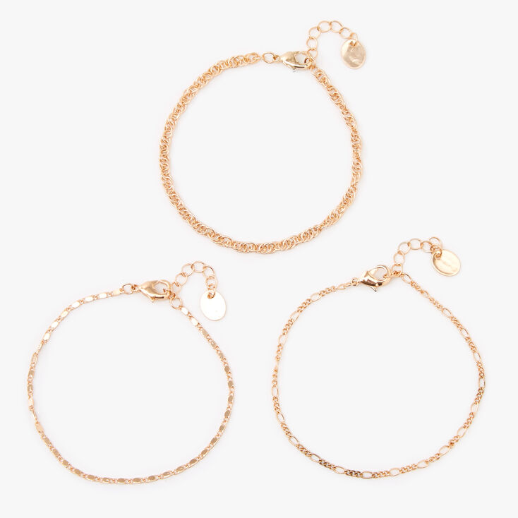 Claire's Lot de 3 bracelets tendance à chaîne couleur doré